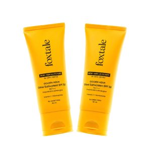 Foxtale Glow Sunscreen SPF 50 PA++++ with Vitamin C & Niacinamide, in-Vivo Tested with 100% New-Gen Filters, Lightweight, Non-Greasy, No White Cast | Men & Women | All Skin Types (Pack of 2 x 50ml)