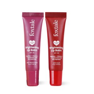 Foxtale SPF 30 Brightening Lip Balm for Dark Lips with Peptides & Vitamin C | Brightens Pigmented Lip | Hydrates Lips | SPF Lip Balm | Pack of 2 | Light Mauve & Ruby Glaze 24gm