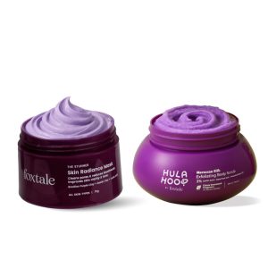 Foxtale Skin Radiance Mask + Hula Hoop Exfoliating Body Scrub | Exfoliating Body Scrub with 2% Lactic Acid, Dead Sea Salt, & Perlite | | For Smooth & Glowing Skin | Suitable for Men & Women