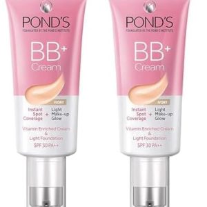 POND'S BB+ Cream, Instant Spot Coverage + Light Make-up Glow, Ivory 30g (Pack of 2)