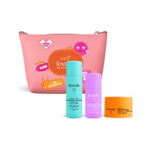Foxtale Dewy Morning Travel Kit | Hydrating Face Wash, 24-Hr Moisturizer & SPF 50 Sunscreen | 100% Glow, 24-Hr Hydration, Zero White Cast | With Hyaluronic Acid, Ceramides & Vitamin C | Travel Pouch Included | Pack of 3 | Travel Friendly | Pocket Friendly | Gift for Birthday and Anniversary