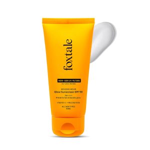 Foxtale Glow Sunscreen SPF 50 PA++++ with Vitamin C & Niacinamide, in-Vivo Tested, Made with 100% New-Gen Filters, Lightweight, Non-Greasy, No White Cast |for Men & Women | All Skin Types - 80 Ml