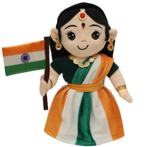 Panda's Box Mantra Chanting Bharat MATA Soft Toys for Kids | Musical Stuffed Plush Toy for Girl & Boy | Non-Toxic, Safe | Best Gift for Republic & Independence Day | Free Colouring Book (Medium)