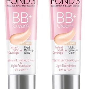 POND'S BB+ Cream | Instant Spot Coverage | Light Make-up Glow | Ivory 9g (Pack of 2)