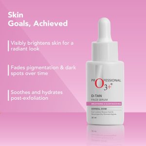 O3+ D-Tan Face Serum with Niacinamide, Glycolic Acid & Mulberry Extract for Tan Removal, Skin Brightening & Glow | Reduces Pigmentation & Dark Spots | 30ml