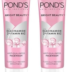 POND'S Bright Beauty Anti-Dullness & Brightening Facewash With Niacinamide | For Glass-Skin Like Shine And With 4X Visibly Brighter Skin, 50Gm (Pack of 2)