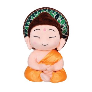 Mantra Chanting Soft Toy (25 Cm) Lord Baby Buddha Musical Soft Toys | Small Size Soft Plush Toy | Baby Ganesha Toy with Info Booklet & Instruction | Best Gift for Infants, Kids, Babies