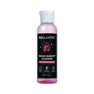 BELLAVITA Micellar Water Makeup Remover | Enriched with Rose Extract | Removes Waterproof Makeup | Dual Action Cleansing | Suitable for Eyes & Lips | Gentle Hydration Non-Greasy & Lightweight | 100 ML