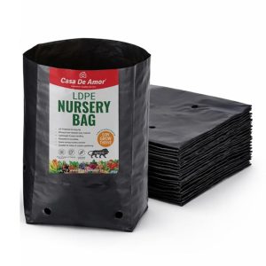 Casa De Amor UV Protected Poly Grow Nursery Plant Bags (6x8 Inches, 50 pcs) for Seedlings & Plants | Reusable Plastic Grow Bags for Vegetables, Flowers & Saplings | Home Garden, Terrace & Nursery Use