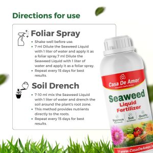 Casa De Amor Seaweed Liquid Fertilizer For Plants and home garden, 100% Water Soluble for Indoor and Outdoor Plants with Measuring Cup (1 Ltr)
