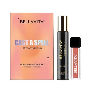 BELLAVITA Mood Enhancing Cast A Spell Lip Gloss and Perfume Combo pack | Gift set | Mood Duos Perfume 15ml & Mood Matching pH Adapting Lip Gloss 4ml | Hydrating and Glossy Finish