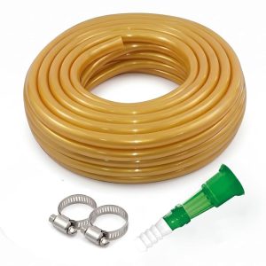 Casa De Amor 0.5 Inch Flexible Garden Hose Pipe with Connector & Clamps | Light Golden Expandable Water Pipe for Gardening, Car Wash & Home Use | Leak-Proof, Lightweight | 10 Meter (32.80 Feet)
