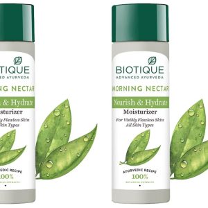 Biotique Morning Nectar Flawless Skin Moisturizer Cream L Prevents Dark Spots, Blackheads And Blemishes L Visibly Flawless Skin L Nourishes And Hydrates Skin L All Skin Types L 120Ml (Pack Of 2)
