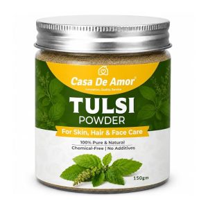 Casa De Amor Tulsi Powder for Face Pack (150g) | 100% Natural & Pure Holy Basil | for Acne, Pimples, Oil Control & Glowing Skin | Herbal Skin Care