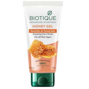 Biotique Honey Gel Soothe & Nourish Foaming Face wash | Soap Free Formula | Reduce Dryness | 100% Botanical Extracts | Suitable for All Skin Types | 150ml
