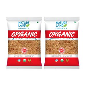 Natureland Organics Brown Sugar 1 Kg (Pack of 2) Total 2 Kg - Organic Sugar
