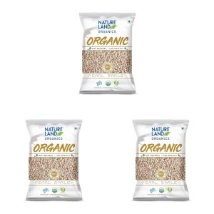 Natureland Organics Pearl Barley 500 Gm - Organic Barley (Pack of 3)