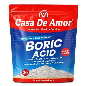 Casa De Amor Multi-Purpose Boric Acid 99.9% Pure Fine Powder - Highly Effective for Carrom Board, Rice Preservative, Anhydrous (2 Kg)