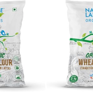 Natureland Organics Organic Chakki Cold Pressed Whole Wheat flour 3 kg (Pack of 2)