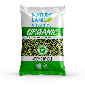 Natureland Organics Moong Sabut/Whole Daal 1 Kg - Organic Healthy Pulses