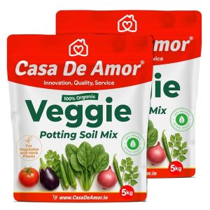 Casa De Amor Organic Veggie Potting Soil Mix for Vegetables & Herbs | Ideal for Kitchen & Terrace Garden | 100% Natural, Ready to Use Growing Media- 10 kg