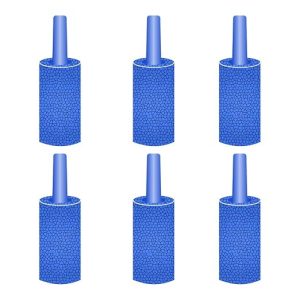 Casa De Amor 1 Inch Air Stone Cylinder Bubble Diffuser for Aquarium Fish Tank Air Pump Hydroponics (Pack of 6) (Blue)