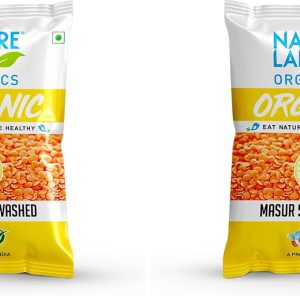 Natureland Organics Masoor Dal/Split Washed Pouch, 1 kg (Pack of 2)