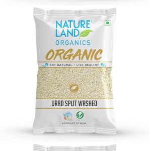 Natureland Organics Urad Dal/Split Washed Pouch, 1 kg (Pack of 3)
