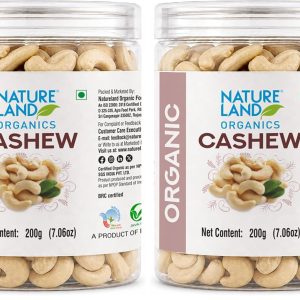 Natureland Organics Cashew (Dry Fruits) 200 Gm - Premium Whole Cashew (Pack of 2)