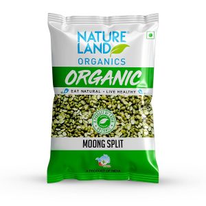 Natureland Organics Moong Chilka / Split 500 Gm - Organic Healthy Pulses