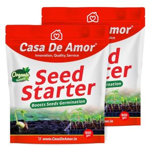 Casa De Amor Organic Seed Starter Mix for Seed Germination & Healthy Seedling Growth | Enriched with Organic Ingredients, Superior Moisture Retention & Nutrient-Rich Formula (900 gm, Pack of 2)