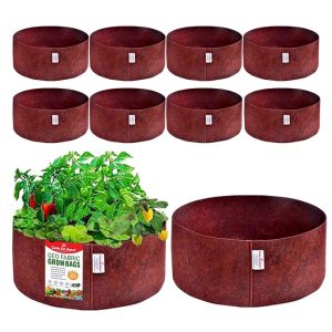 Casa De Amor 350 GSM Geo Fabric Round Plant Grow Bag for Gardening (Maroon) (12x6, Pack of 10)