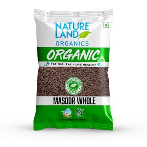 Natureland Organics Masoor Whole/Sabut Pouch, 1 kg