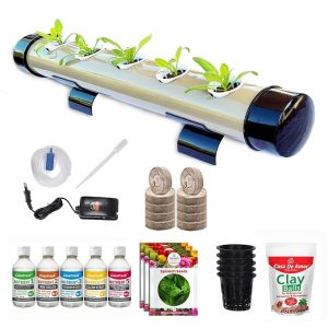 Casa De Amor Hydroponics Kit for 5 Plants Home, Garden, Small Balconies, nutrients & All Essentials to Start Growing Plants Indoor & Outdoor hydroponic Gardening (Set of 1) (Cream)