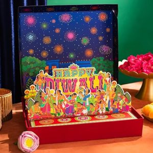 Phool 15 Item Kalamkari Diwali Utsav Gift Box Ladoo, Chikky, Laxmi Charan, Incense, Havan Cup, Candles, diya and Decor, Premium Diwali Gift Hamper for Family, Friends & Corporate Gifting