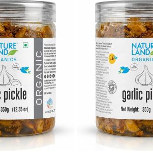 Natureland Organics Garlic Pickle 350 Gm - Organic Healthy Pickles (Pack of 2)